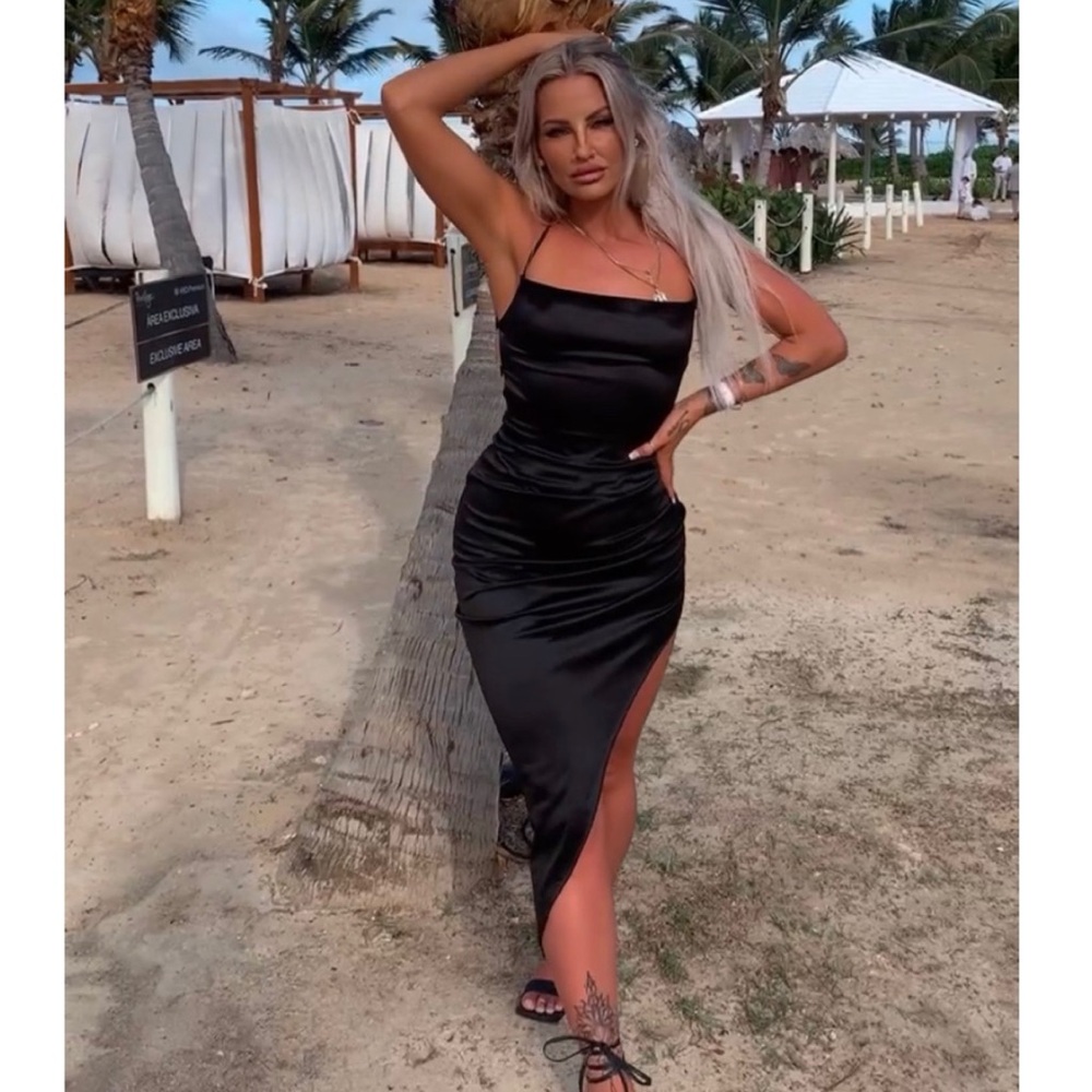 Elegant Black Satin Dress